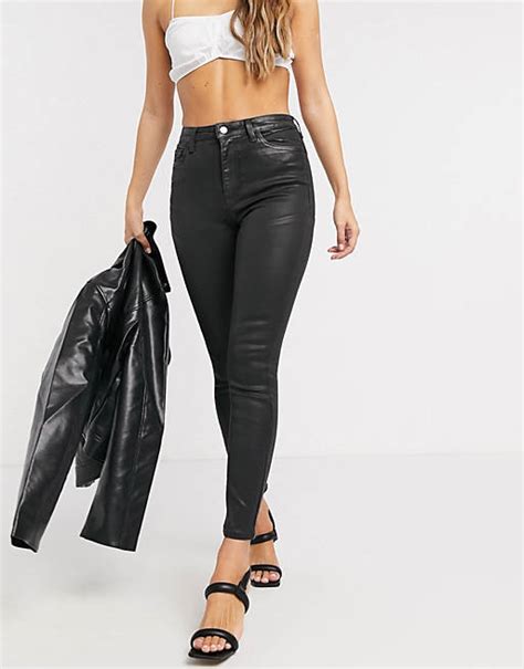 Asos Design Hourglass Lift And Contour Skinny Jeans In Coated Black