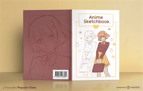 Anime Girl Sketchbook Book Cover Design Vector Download