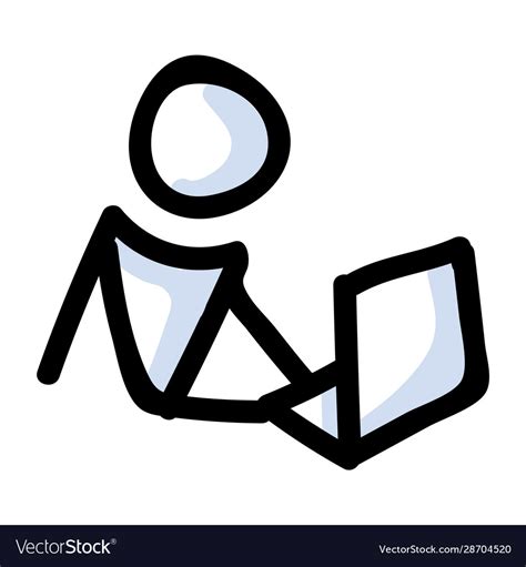 Hand Drawn Stick Figure Using Laptop Computer Vector Image