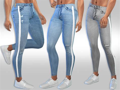 Male Sims Strip Line Fashion Ripped Jeans By Saliwa At Tsr Sims 4 Updates
