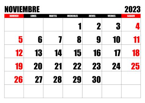 Calendario Noviembre El Domingo Es El Primer D A De La Semana