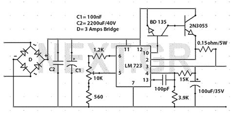 Lm723 25a 0 30 Volts Variable Power Supply With Circuit Schematic