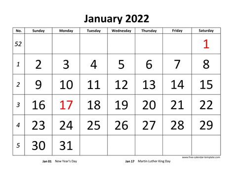 2022 Calendar Printable One Page Free 2021 Yearly Calender Template