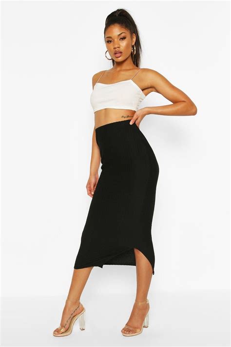 Highwaist Textured Tonal Midaxi Skirt Boohoo In 2021 High Waisted