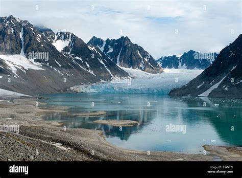 Glacier In Magdalenefjord Spitsbergen Svalbard Arctic Stock Photo