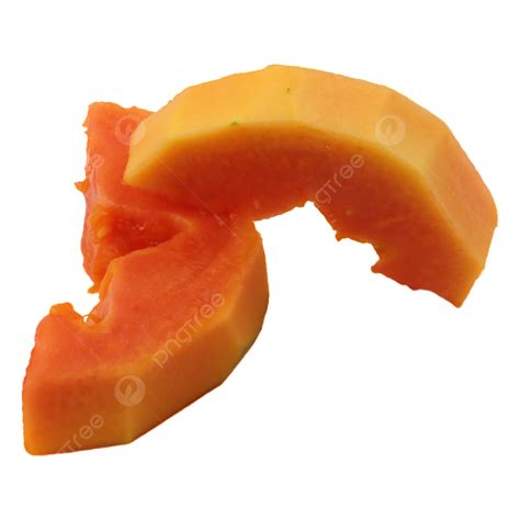Two Orange Papaya Slices Fruit Papaya Peeled Png Transparent Image