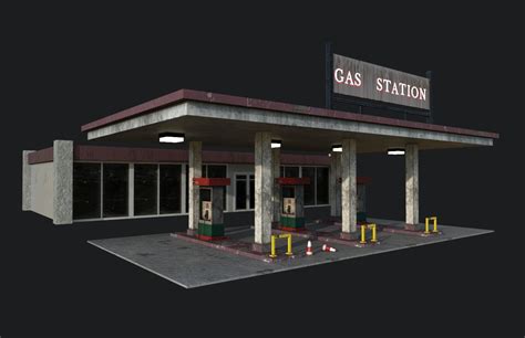 Low Poly Gas Station 3d Model Turbosquid 1552688