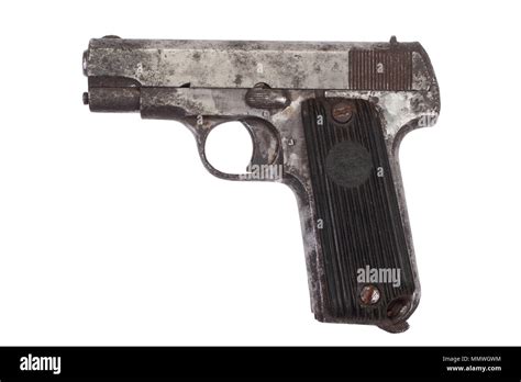 Old Rusty Handgun On White Stock Photo Alamy