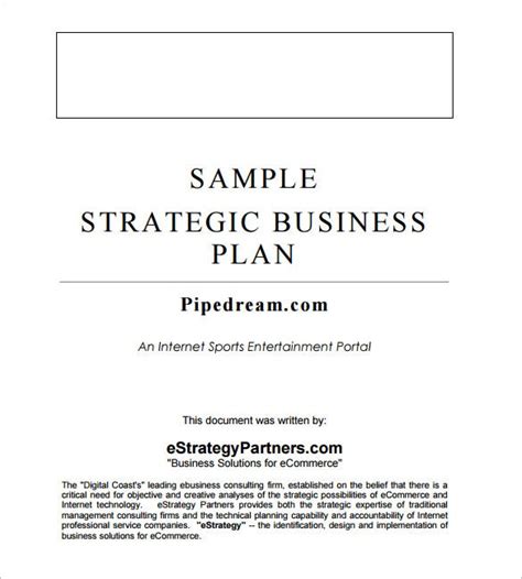 Strategic Business Plan Template 5 Free Word Documents