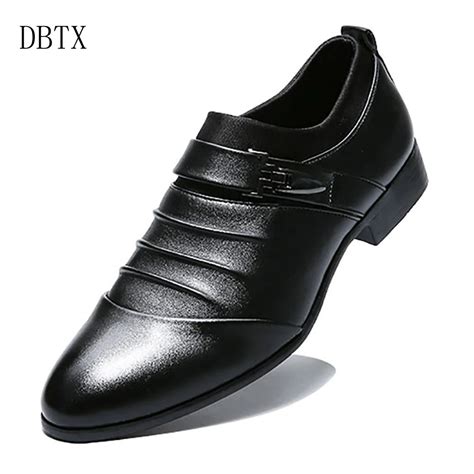 Luxury Brand Pu Leather Fashion Men Business Dress Loafers Pointy Black