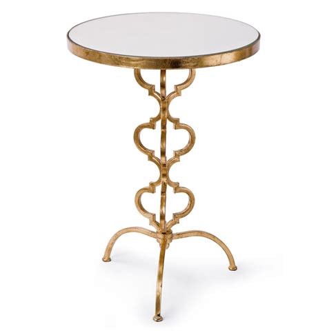 Brando Hollywood Regency Mirror Gold Leaf Round End Table Kathy Kuo Home