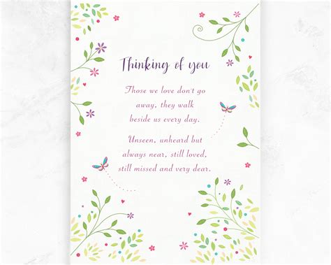 Floral Thinking Of You Sympathy Card Displaying The Poem Etsy