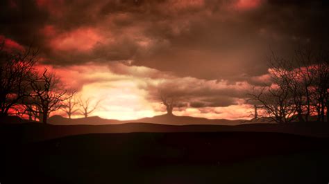 Mystical Animation Halloween Background With Dark Clouds And Mountains