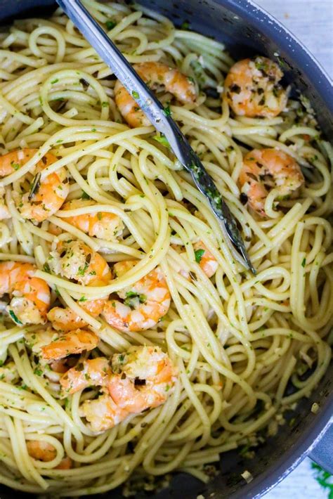 Spaghettis Aux Crevettes Et Beurre Lail Les D Lices De Marina