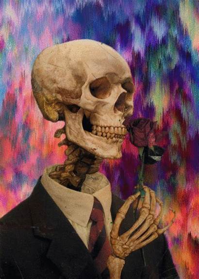 Skeleton Skull Trippy Rose Roses Tie Dye