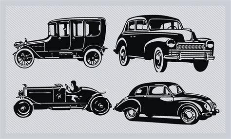 Vintage Car Silhouette Pack Vector Free Download
