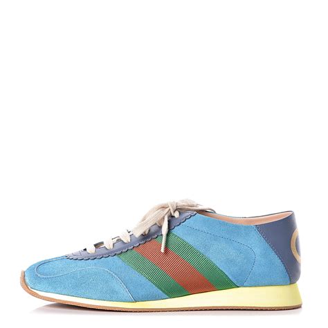 Gucci Suede Web Womens Rocket Sneakers 375 Blue 447706 Fashionphile