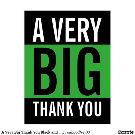 A Very Big Thank You Black And Green Postcard In 2021