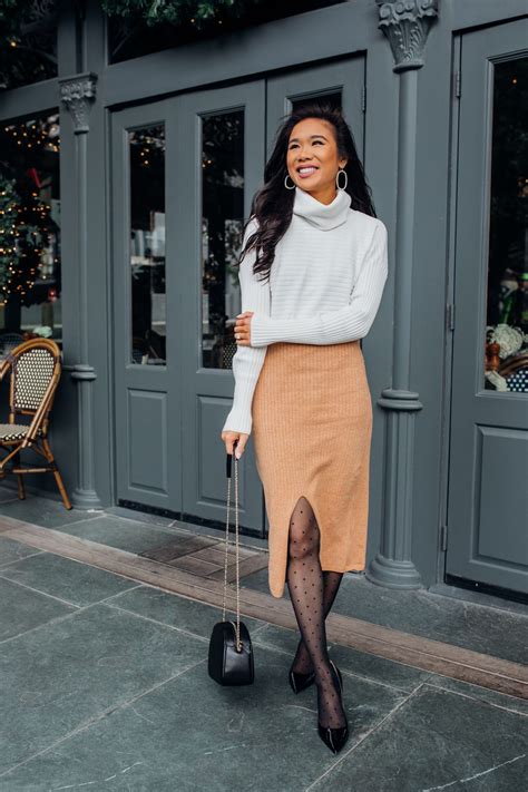 There's nothing cozier than tucking your chin into the sweater's knit neck when the wind's whipping wildly. Winter work wear outfit with a Chico's white turtleneck ...