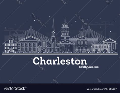 Outline Charleston South Carolina City Skyline Vector Image