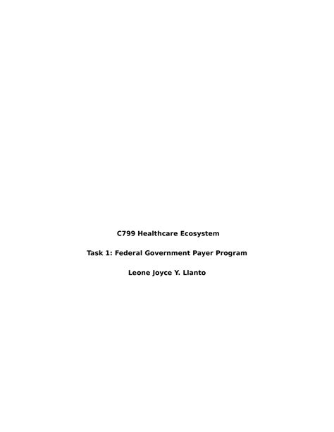 C799 Healthcare Ecosystem Task 1 Llanto A Medicare Certification
