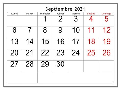 Plantilla De Calendario Septiembre 2021 Para Imprimir Gratis