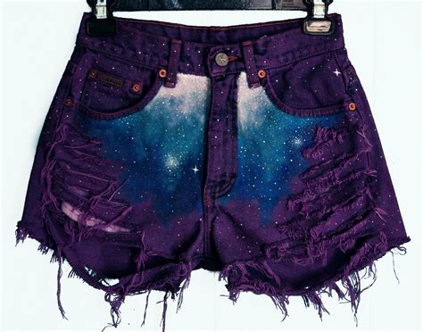 Purple Distressed Galaxy Shorts