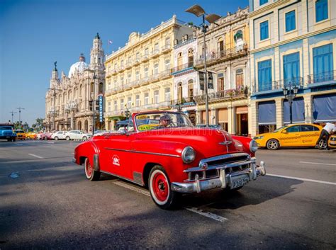 Retro Car As Taxi With Tourists In Havana Cuba Editorial Photo Image