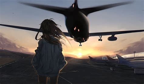 400824 Anime Girl Suitcase Airplane Anime Hd Download 1688x3000
