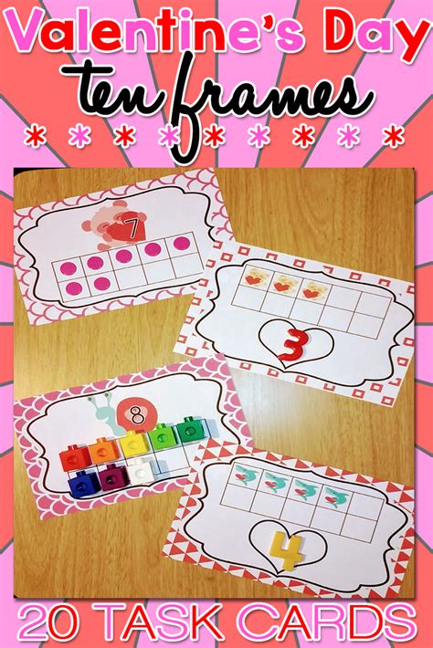 Valentines Ten Frame Task Cards Counting To 10 Task Cards Ten Frame