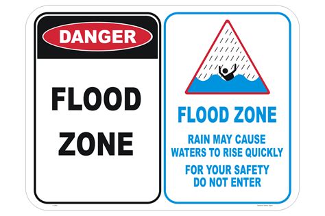 Flood Zone Sign Flood Channel And Drain Danger Sign