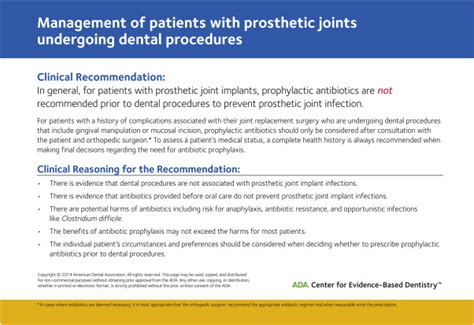 The Use Of Prophylactic Antibiotics Prior To Dental Procedures In Patients With Prosthetic