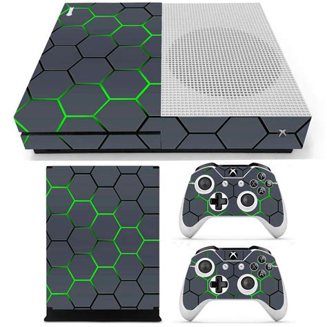 Green Grid Vinyl Decal Skin Stickers Cover For Xbox One S Game Console
