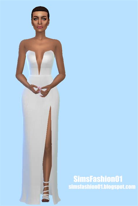 Sims Fashion01 Simsfashion01 Elegant White Dress The Sims 4