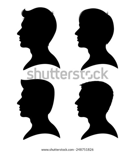 Collection Man Silhouettes Profile Different Hair Stock Vektor