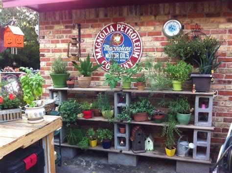 Cinder blocks can be spray painted your favorite colors to create a bold and unique look. Boards and cinder blocks make great shelves for an herb ...