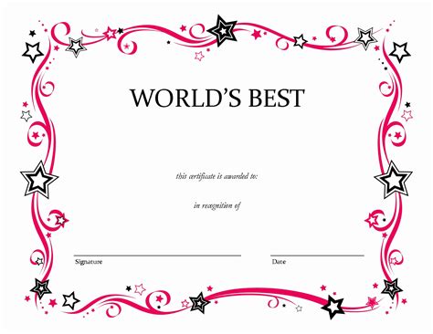 30 Free Printable Award Certificates Example Document Template