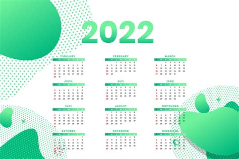 Plantilla De Calendario Mensual Para El Año 2022 La Semana Comienza El