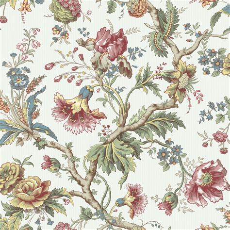 Classical Jacobean Wallpaper In White Bm60405 From Wallquest Ebay