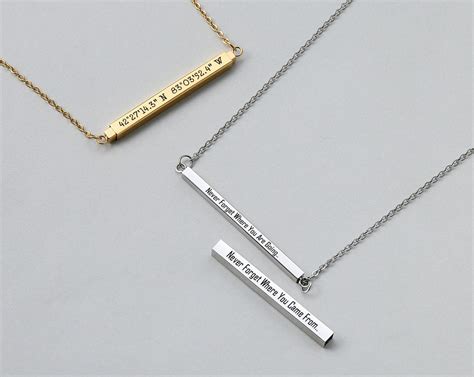 Personalized Bar Necklace Double Bar Necklace Name Necklace Etsy