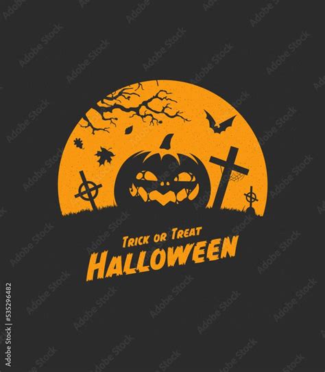 Grunge Halloween Background With Pumpkins Bats Cemetery And Spiders