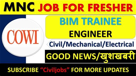 Bim Trainee Engineer Job In Mnc Civilmechanicalelectrical Engineer