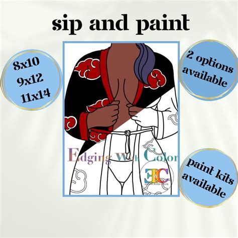 Sip And Paint Pre Drawn Canvas Paint Kit Adult Canvas Painting Outlined Canvas Paint Kit
