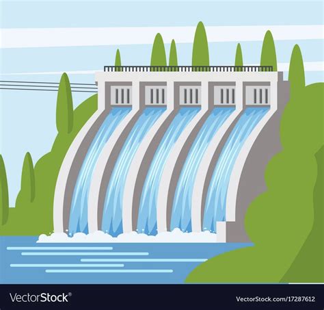 Hydroelectric Power Station Icon Cartoon Illustration Of Hydroelectric
