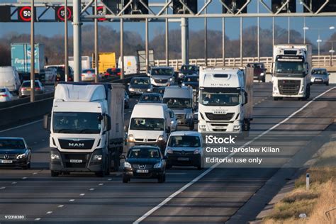 British Motorway M1 Traffic Stock Photo Download Image Now Blurred