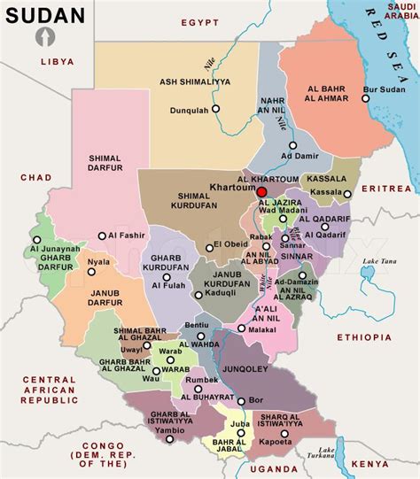 Sudan Regioner Kart Kart Over Sudan Regioner Nord Afrika Afrika