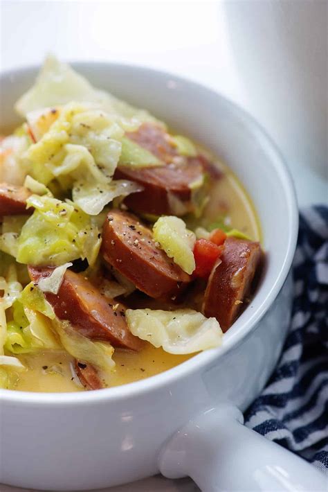 Cheesy Keto Cabbage Soup With Smoked Sausage That Low Carb Life