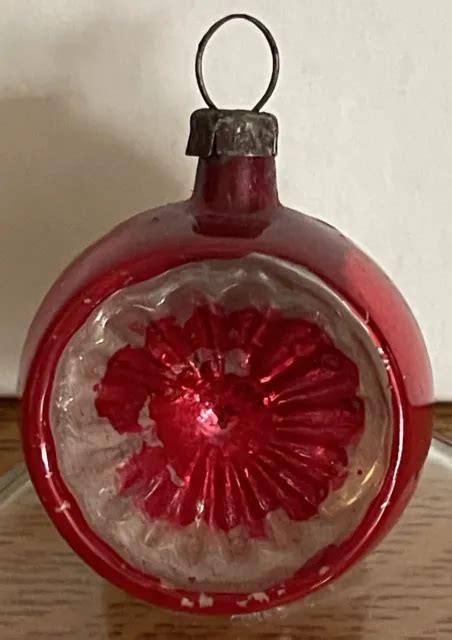 Vintage Mini Mercury Glass Christmas Ornament Indent Red Silver West Germany Picclick