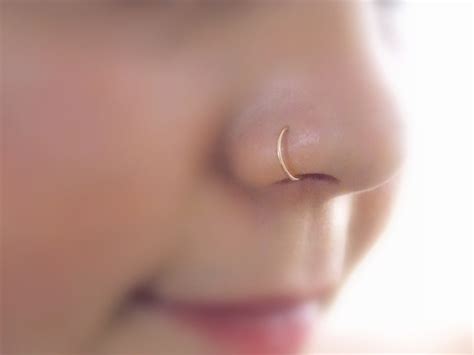 Small Gold Nose Hoop 14k Gold Filled 22 18 Gauge Nose Ring Etsy