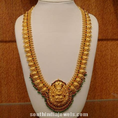 Gold Mango Haram With Lakshmi Pendant South India Jewels Necklace